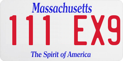MA license plate 111EX9