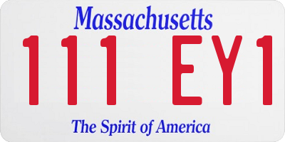 MA license plate 111EY1
