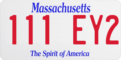 MA license plate 111EY2