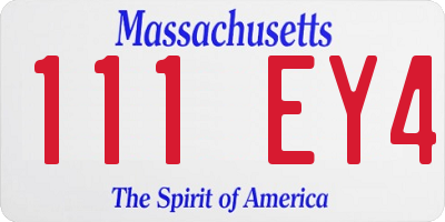 MA license plate 111EY4