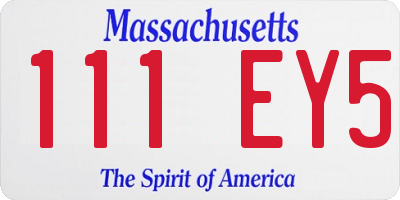 MA license plate 111EY5