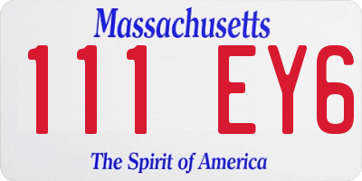 MA license plate 111EY6
