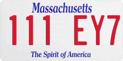 MA license plate 111EY7