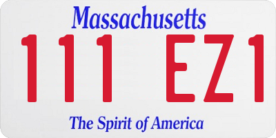 MA license plate 111EZ1