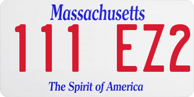 MA license plate 111EZ2