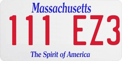 MA license plate 111EZ3