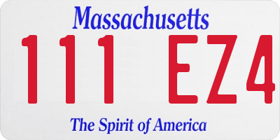 MA license plate 111EZ4