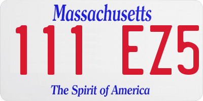 MA license plate 111EZ5