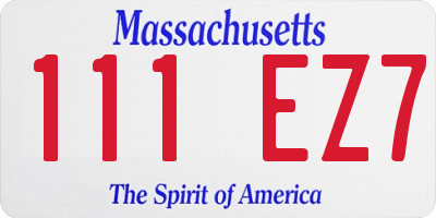 MA license plate 111EZ7