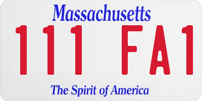 MA license plate 111FA1