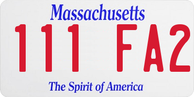MA license plate 111FA2