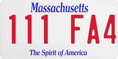 MA license plate 111FA4
