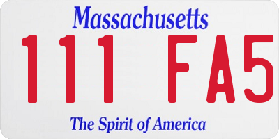 MA license plate 111FA5