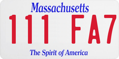 MA license plate 111FA7