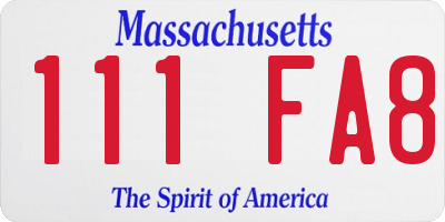 MA license plate 111FA8