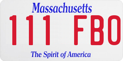 MA license plate 111FB0