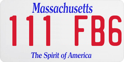 MA license plate 111FB6