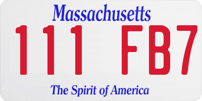 MA license plate 111FB7