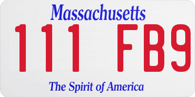 MA license plate 111FB9