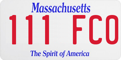 MA license plate 111FC0
