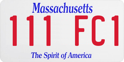 MA license plate 111FC1