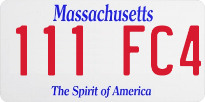 MA license plate 111FC4