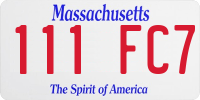 MA license plate 111FC7