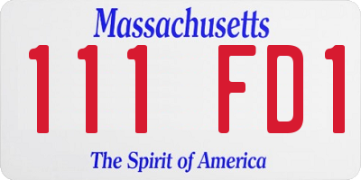 MA license plate 111FD1