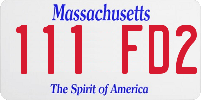 MA license plate 111FD2