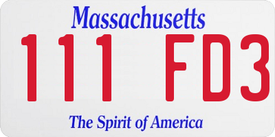 MA license plate 111FD3