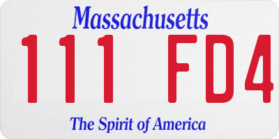 MA license plate 111FD4