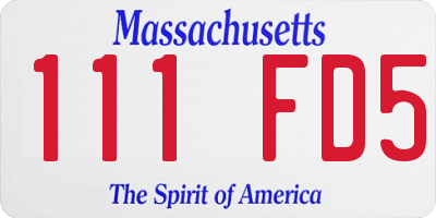 MA license plate 111FD5