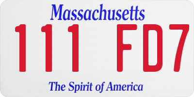 MA license plate 111FD7