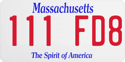 MA license plate 111FD8