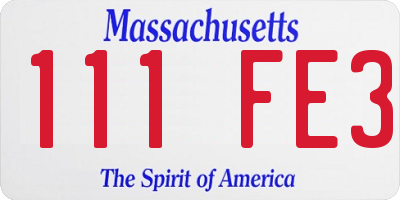 MA license plate 111FE3
