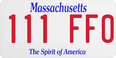 MA license plate 111FF0
