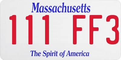 MA license plate 111FF3