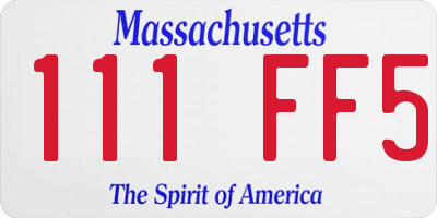 MA license plate 111FF5