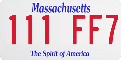 MA license plate 111FF7