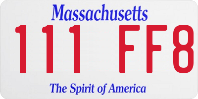MA license plate 111FF8