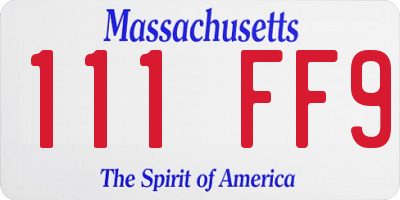 MA license plate 111FF9
