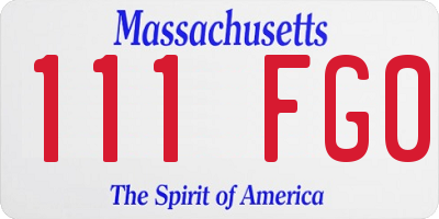 MA license plate 111FG0