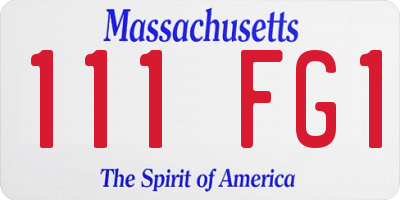 MA license plate 111FG1