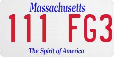 MA license plate 111FG3