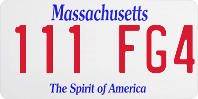 MA license plate 111FG4