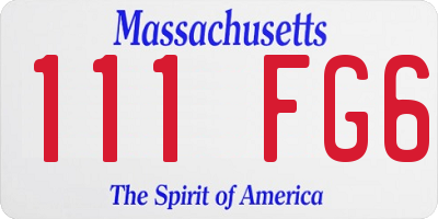 MA license plate 111FG6