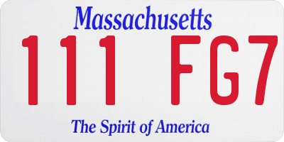 MA license plate 111FG7