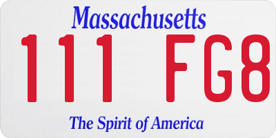 MA license plate 111FG8