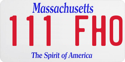 MA license plate 111FH0