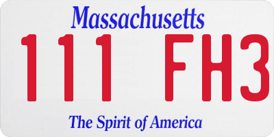MA license plate 111FH3